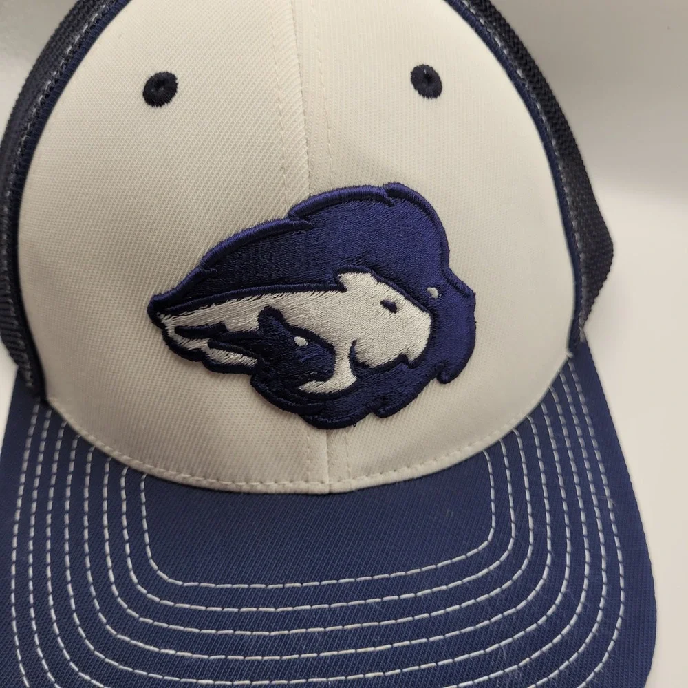 Pacific Headwear Buffalo Mascot Trucker Hat Navy White Mesh Snapback Cap PLP